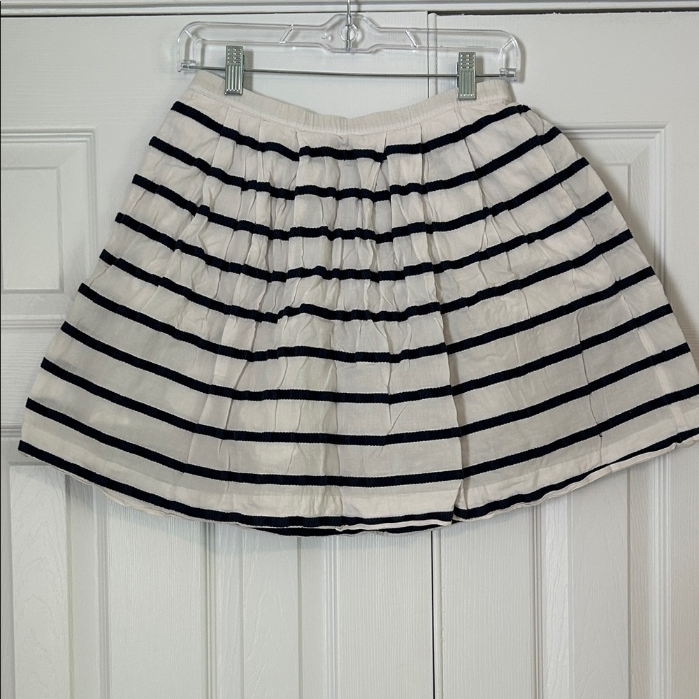 J. Crew White Mini Skirt with Black Stripes